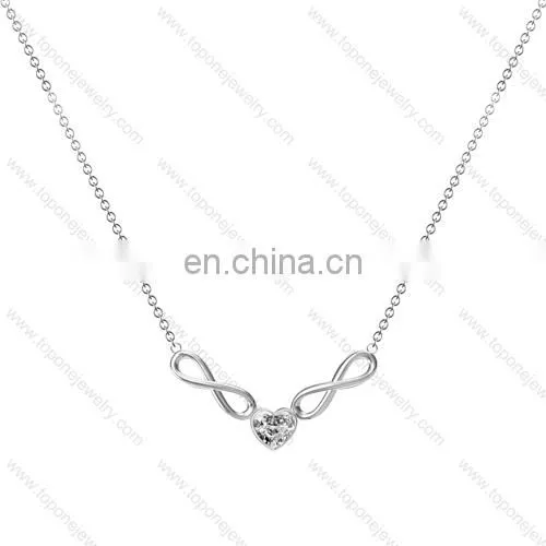 Cheap Wholesale Stainless Steel Double Infinity Crystal Pendants Charms Necklaces Jewelry Gifts photo-2