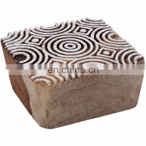 Indian Hand Carved Textile Wooden Handmade Brown Wood Stamp Crafting Printing Block