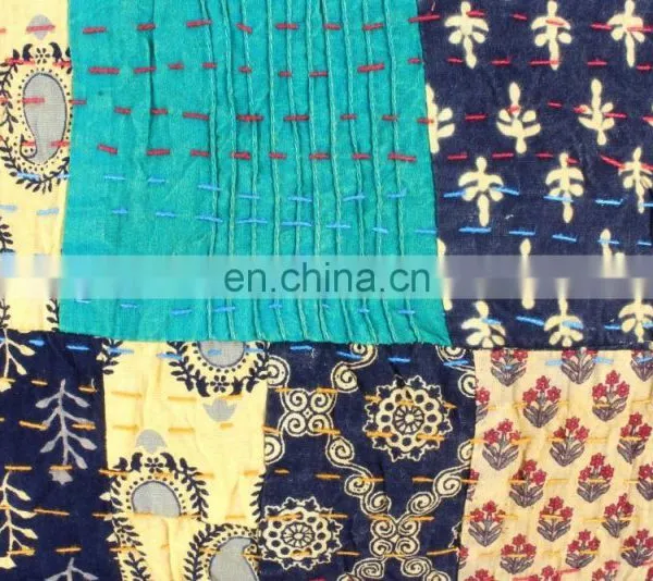 PATCHWORK INDIAN KANTHA CUSHION PILLOW COVER CASE Ethnic Decorative India Art photo-2