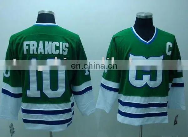 Hartford Whalers # 10 FRANCIS Green VINTAGE Hockey Jersey