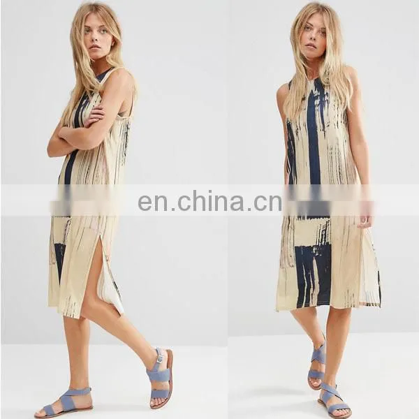 2017 Clothing Factory OEM Women Print Simple Long Dress Maxi Dress