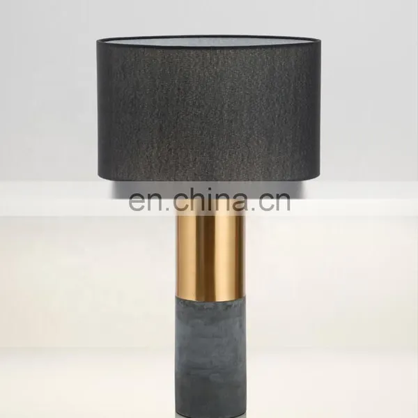 Black Gold Fabric Cement Base Modern Lamp Shade Bedside Hotel Luxury Light Table Lamp photo-5