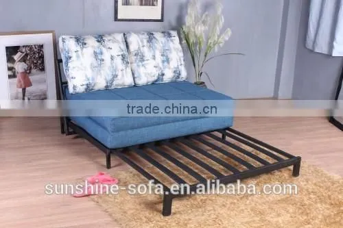Fabric Folding Metal Three Seater Sofa Bed Modern Futon Sofa Furniture photo-2