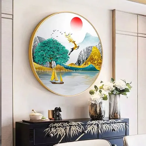Luxury Home Decoration Printed Abstract Animal Fish Elk Crystal Porcelain Painting photo-4