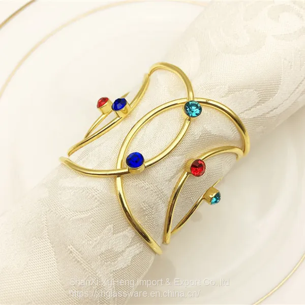 Delicate Aluminum Alloy Napkin Rings in Gold Silver For Fashion Towel Buckle Holder Table Decorations photo-2