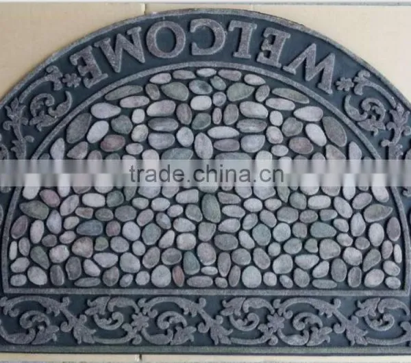 100% Recycle Rubber Round Half Flocked Surface Entrance Mat photo-2