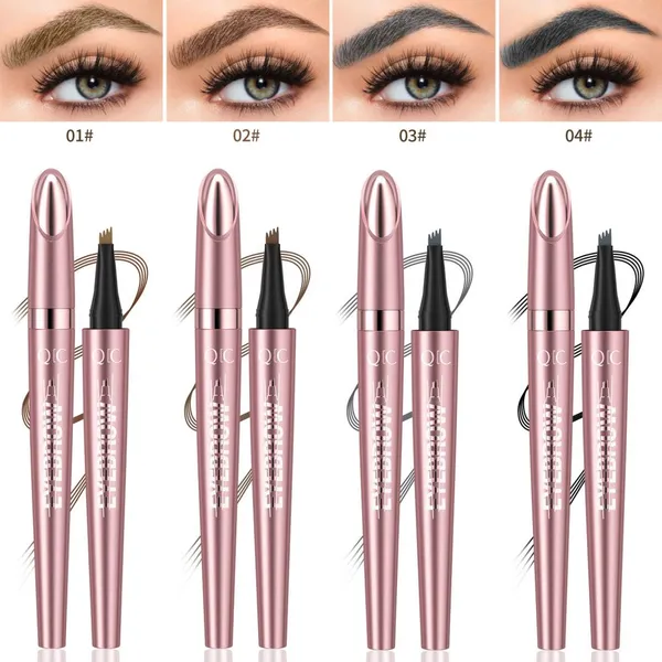 QIC Rose Gold 4-Tip Eyebrow Pen Waterproof, Smooth, Smudge-proof Liquid Eyebrow Pen for a Natural, Feathery Brow Look photo-3