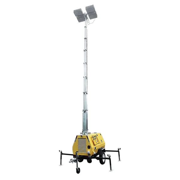 9m Hand Winch Lifting Mobile Lighting Tower Fitted With Air Cooled Diesel Generator for Construction Site & Mining Emergency Lighting photo-3