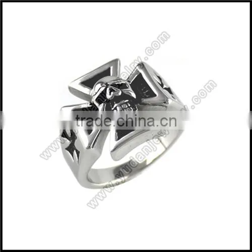 Stainless Steel Cross Skull Ring