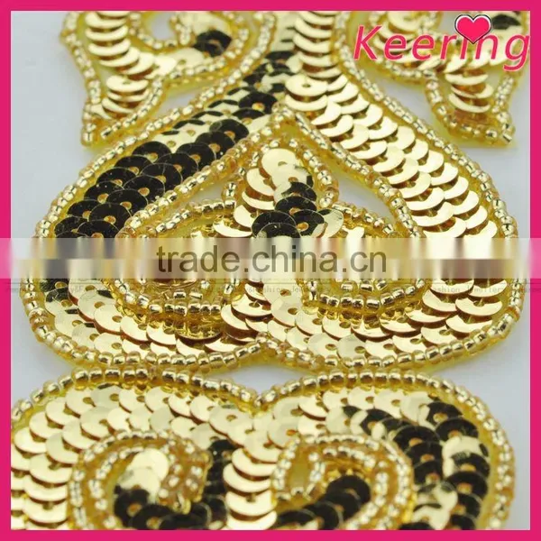 Sew on Dress Fashion Gold Sequin Appliques Wholesale WRAB-002 photo-2