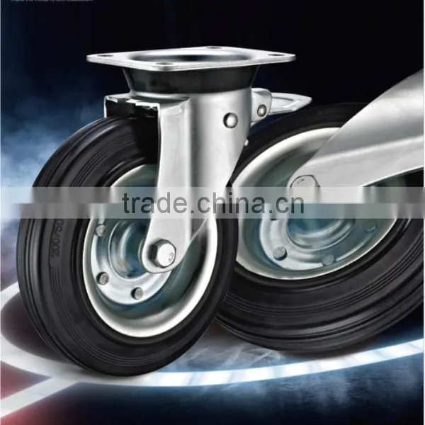 EN 840 Trash Bin Container Industrial Casters With Mold on Hard Rubber & PP Core Wheels