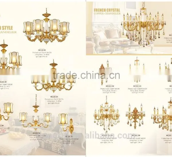 Europe Royal Style Classical Full Copper Baccarat Luxury Decorative Lighting Hotel Chandelier 265-8H photo-6