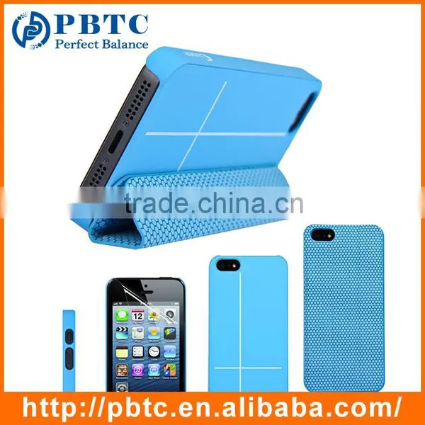 Set Screen Protector And Case For Iphone 5 , Black Hexagon Pattern Smart PU Case Cover photo-5