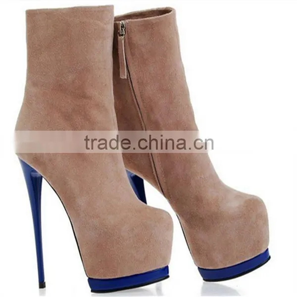 2016 Women Fashion Boots Cheap Leather Boots Heel 20cm High Heel photo-2