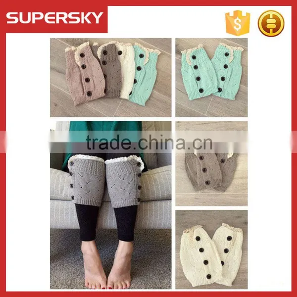 A-254 Buttons Lacy Knitting Boot Toppers Knit Button Lace Boot Cuffs Lace Knit Boot Cuffs Button Pattern photo-2