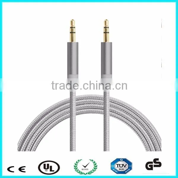 Custom Grey Braided Male to Male Stereo 3.5mm Audio Cable photo-2