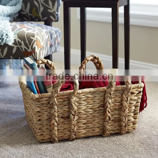Hand Woven From Sustainably Harvested Dried Water Hyacinth Basket photo-2