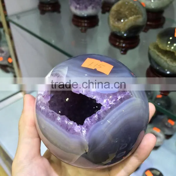 Natural Amethyst Geode Sphere Crystal Ornaments For Sale photo-4