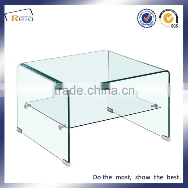 HOT BENDING SQUARE ART TEMPERED GLASS COFFEE TABLE DOUBLE LAYER GLASS FUNKY CLASSIC TABLE photo-4