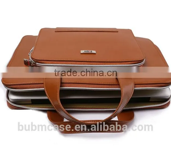 Fashionable PU Leather BUBM BROWN Waterproof Solid Color Tablet Computer Sleeve Case photo-3