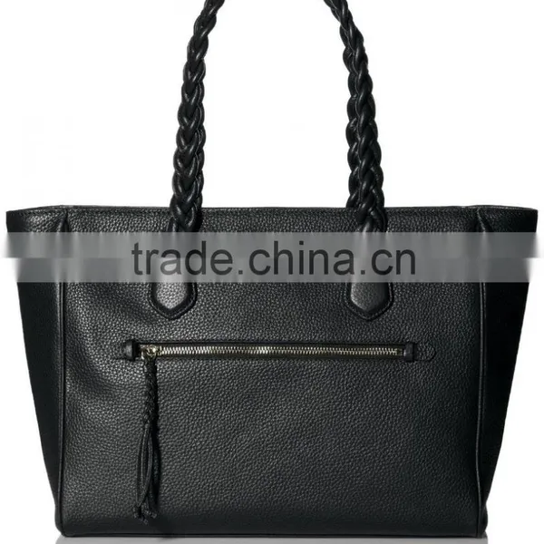 PU Material Weave Handle Fashion Ladies Tote Bag photo-2