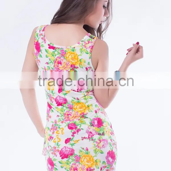 Professional Printed Hot Wholesale Flower Pattern Mature Women Sexy Night Dress photo-3