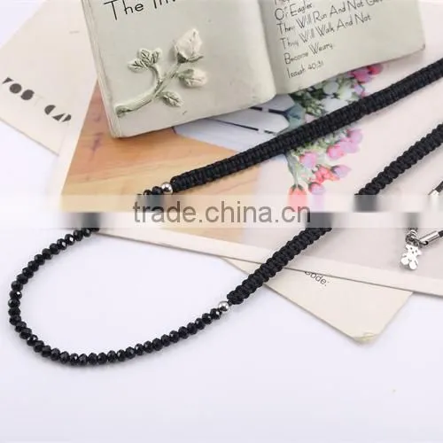 Latest Classical Style Handmade Black Stone Rope Braided Necklace for Christmas Gift photo-2
