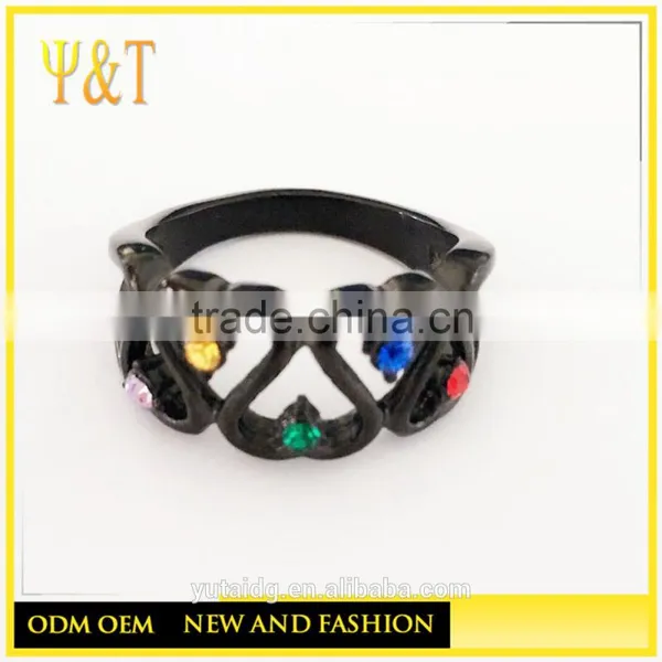 Jingli Jewelry Heart Shaped Stainless Steel Women Black Coral Rings Jewelry, Heart Puzzle Rings (HZ-065) photo-2