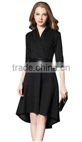 Women's Sexy V Neck Polka Dots Swing Cocktail Party Dress photo-5