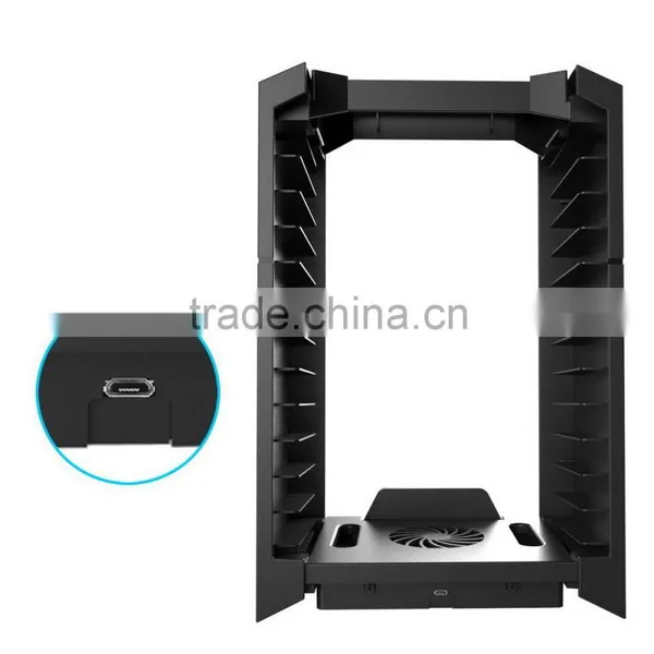 4in1 Console Cooling Fan Space Saving Vertical Stand With Game Disc Storage Tower And Dual Controller Charging Station For PS4 photo-3