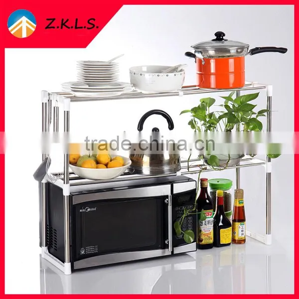 Scalable 2 Tier Kitchen Microwave Oven Storage Hanger Rack photo-2