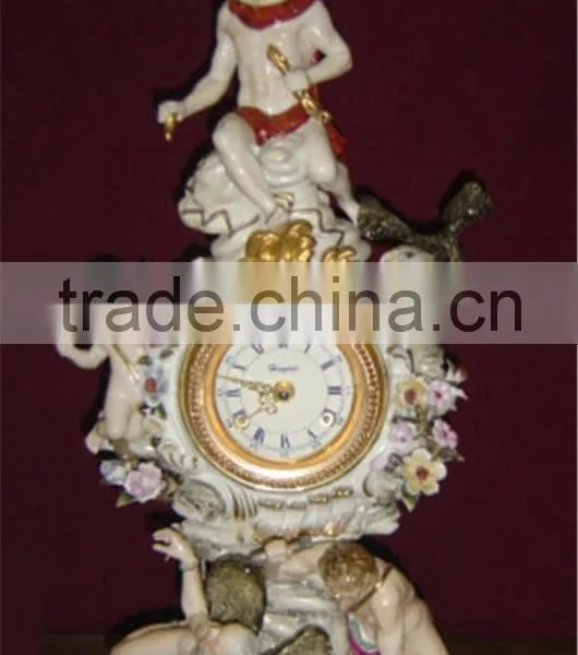 Royal Crown Prize Cup Ceramic/Porcelain Enamel Clock, Elegant Trophy Cup Table Clock, Flower Hand Painting Design photo-3