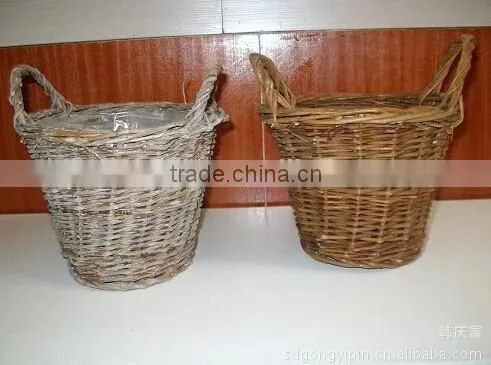 Hotsale Grey Wicker Plastic Lined Plant Basket Wicker Baskets for Flower Plants photo-3