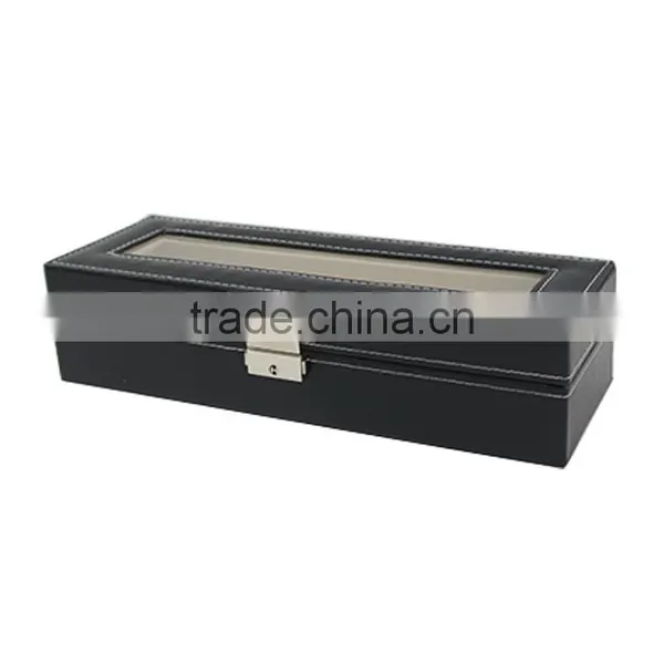 Store More Watch Box Large 12 Mens Black Leather Display Glass Top Jewelry Case Organizer photo-4