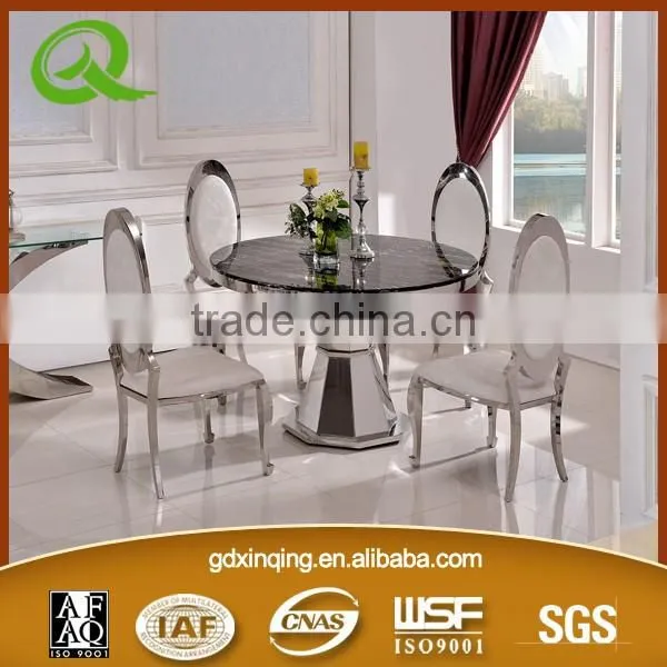 TH379 Modern Stainless Steel Cheap Round Glass Cafe Table Chair Set photo-4