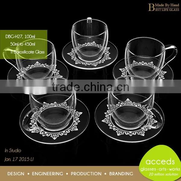 Eco Friendly Personalized Borosilicate Personalized Tea Cup Saucer Set photo-2