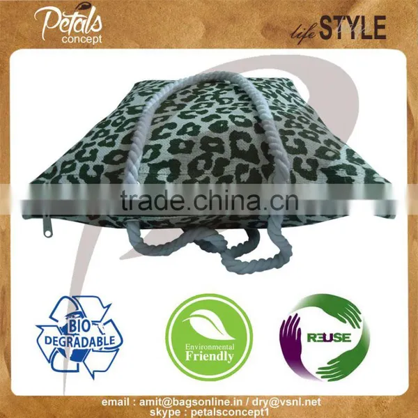 Biodegardable Low Price Beach Bag Made From Golden Fiber Jute photo-3