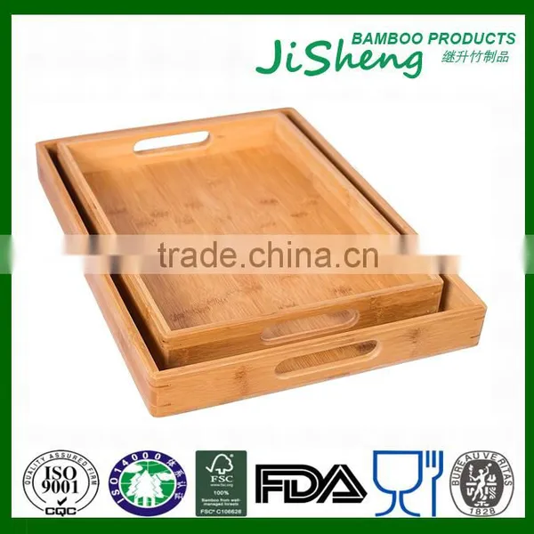 Eco-friendly Top Quality Bamboo Food Serving Tray With Handles photo-2