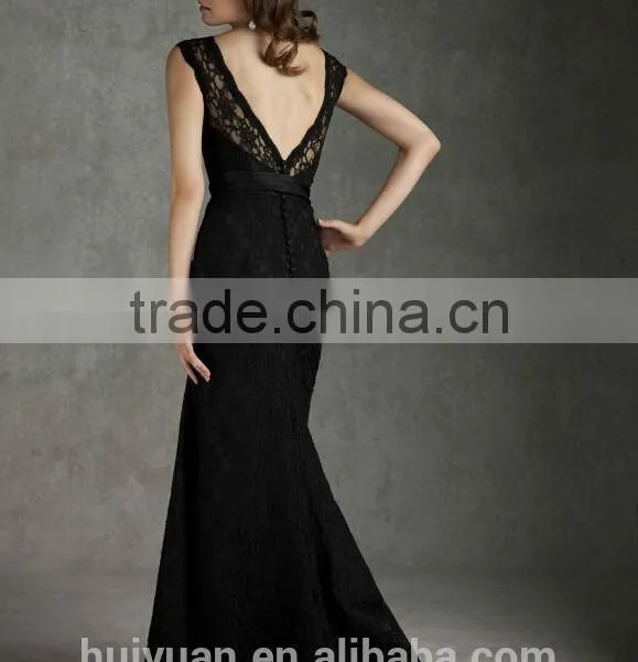 Sexy High Quality Backless Black Lace Boutique Dresses photo-2