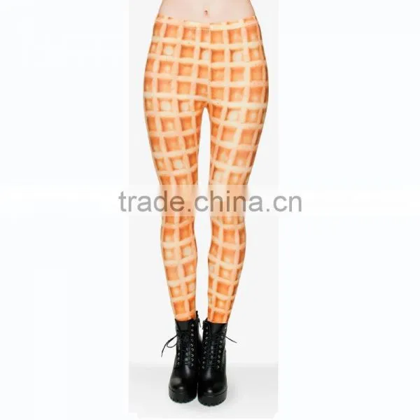 2017 3D Women Printed Leggings for Women Waffles Pattern Leggings Fitness Pants photo-3