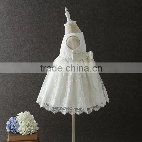 New Arrival Summer Baby Clothes White Embroidery Flower Lovely Lace Net 0-2 Years Old Party Dress Baby First Communion Dresses photo-2
