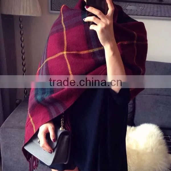 2017 Fashional Classic Young Ladies Scarf Two Colors Imitated Cashmere Material 200*65cm Wth 2 Pockets and Tassels Girl Muffler photo-2