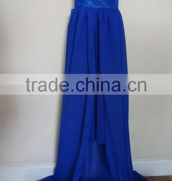Mommy And Daughter Party Dress Maternity Blue Chiffon Floor Length Gown Dress photo-3