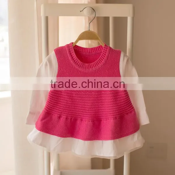 S32908W Knitted Sweater Dress Pullovers Sweaters With Lace Shrugs Dresses Crochet Long Girls Sweater photo-2