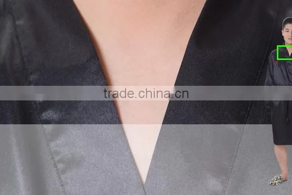 Wholesale Hot Sexy Fashion Black Satin Men Bath Robe photo-3