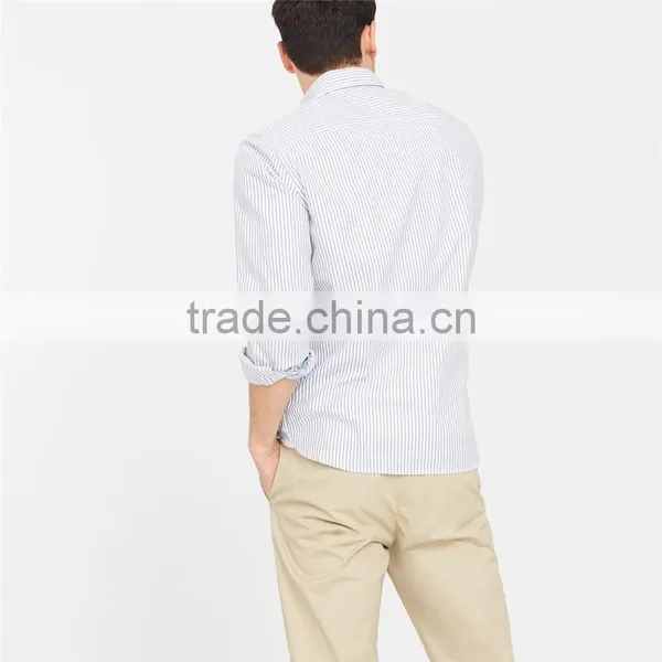 2017 OEM Men Buttoned Collar Button Closure Slim-fit Bengal Stripe Shirt photo-5