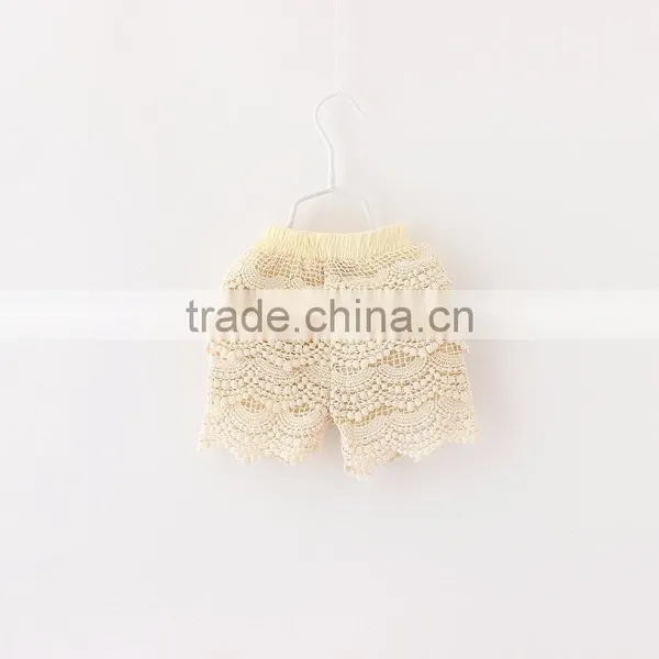 New Arrival Layered Knitted Beige Color Girls Ruffle Shorts