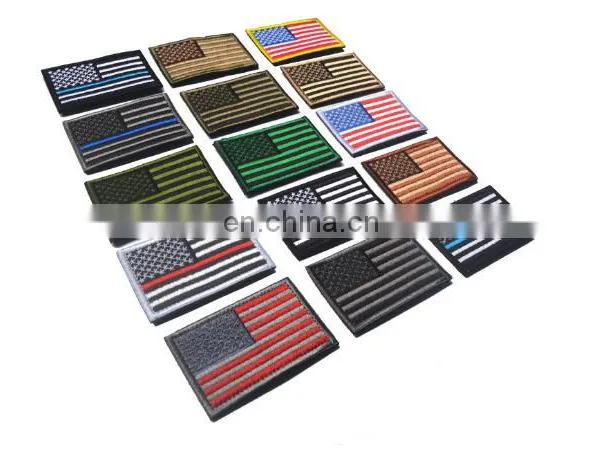 No Minimum Custom Designs Whole Country Flag Embroidery Patch Velcr on Backing for Bag,Hot Sale 3D USA American Flag Embroidery photo-5