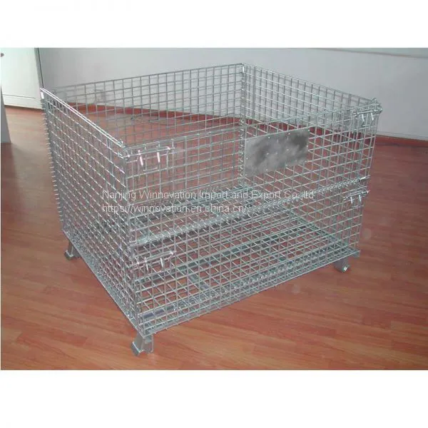 Heavy duty foldable wire mesh container
