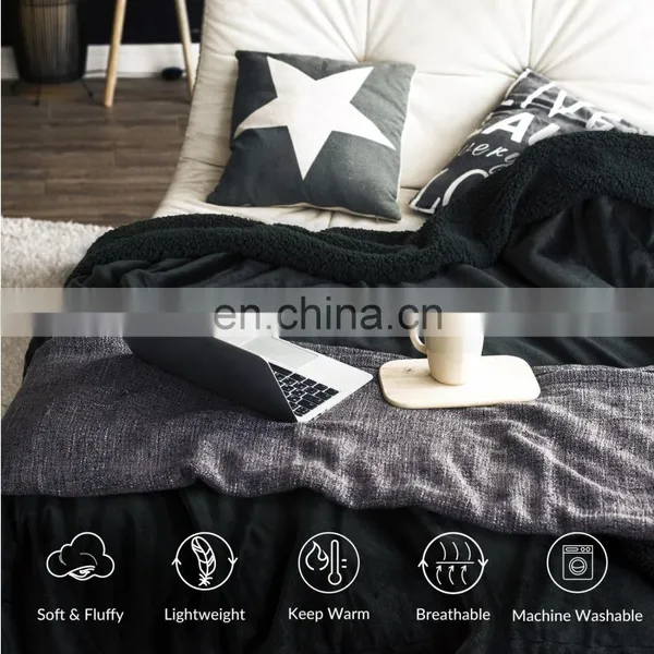 Wholesale Plush Thick 100% Microfiber King Size Sherpa Blanket photo-6